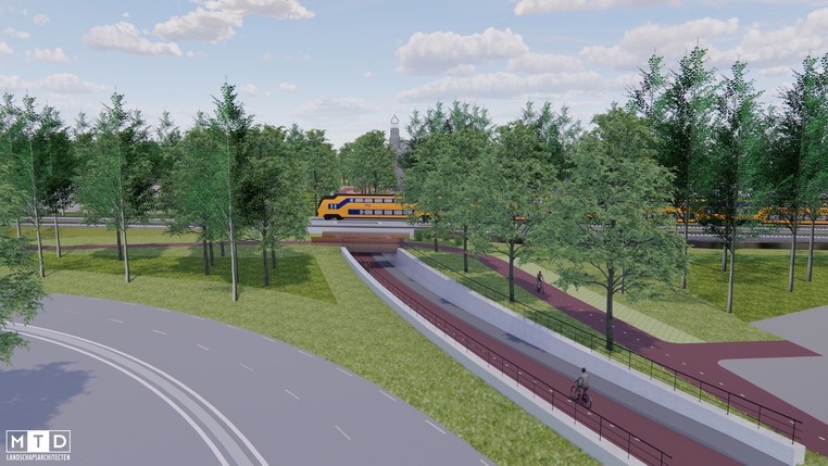 Spooronderdoorgang fietspad visual